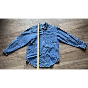 Vtg Eddie Bauer Womens Denim Shirt Chambray Blue Long Sleeve Button Down Sz M